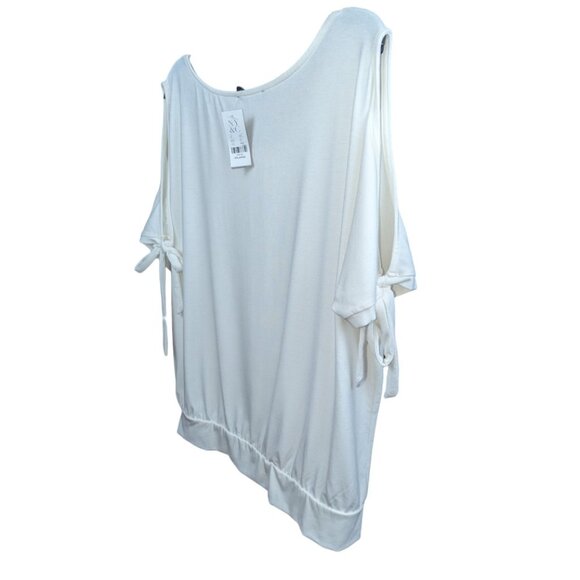 New York & Co Blouse Short-Sleeve Cold Shoulder Tie Knot Women's XXL Shirt - Picture 5 of 11